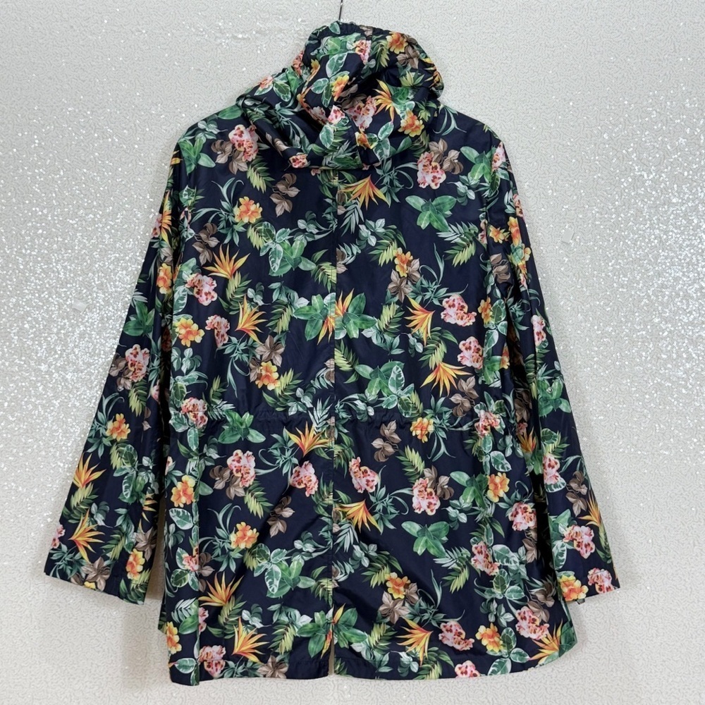 Susan Graver XL Tropical Floral Hooded Utility Jacket Zip Front - Picture 13 of 15